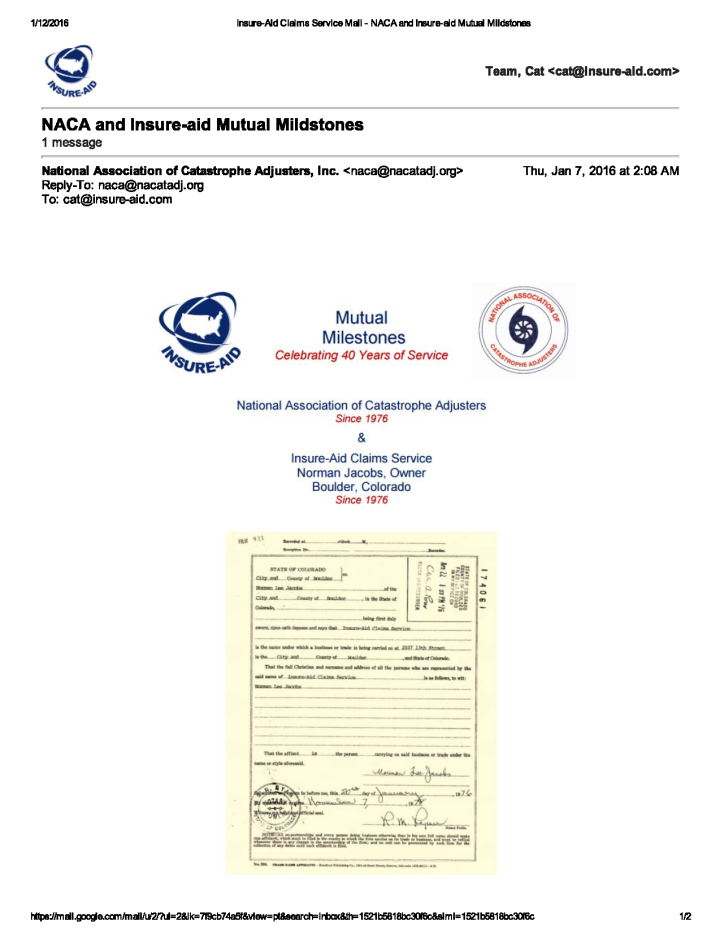 Insure-Aid Claims Service Mail - NACA and Insure-aid Mutual Mildstones_Page_1